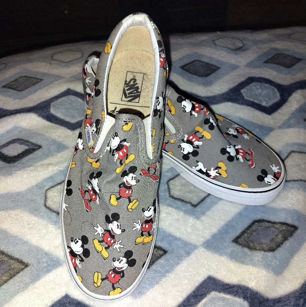 Vans Gray and Red Mickey Mouse Sneakers